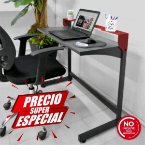 Escritorio Metálico Muka 90cm x 40cm x 79cm - Negro  / Rojo